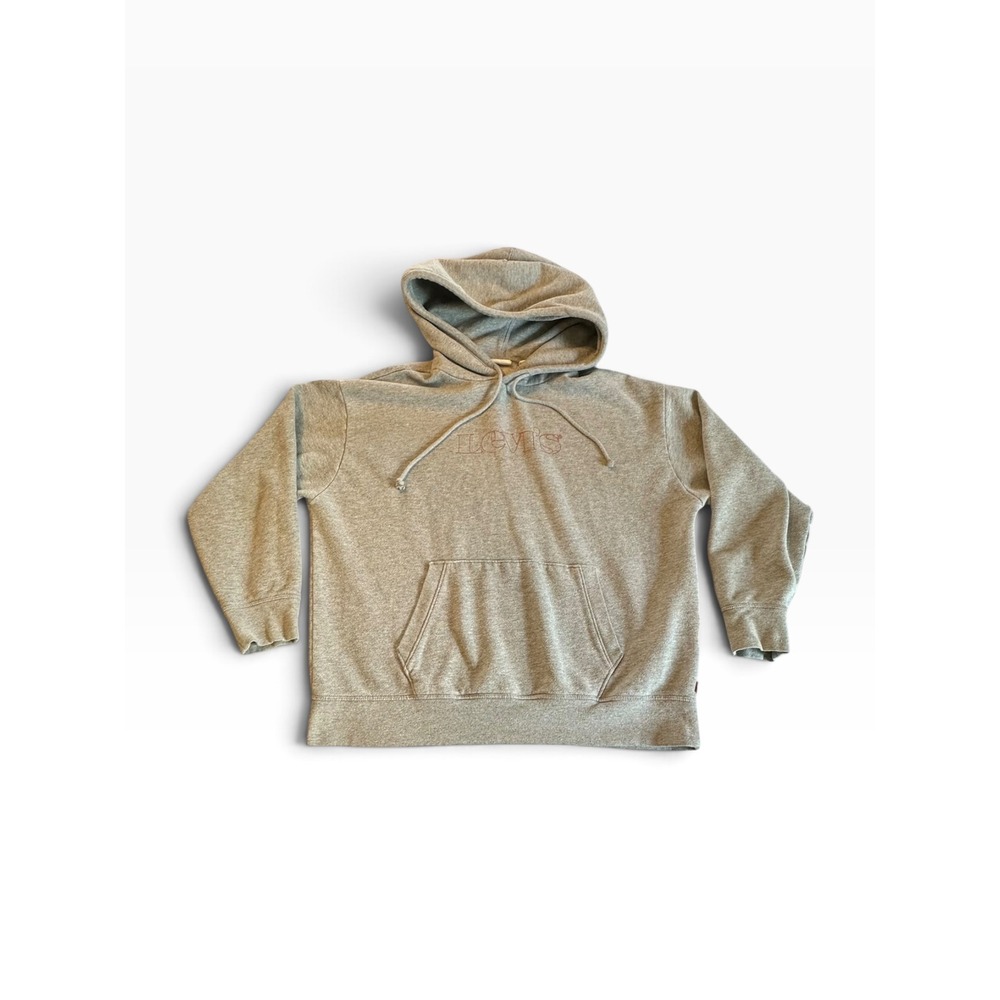 Levis Hoodie Mens Large Gray Red Logo Pullover Sweatshirt